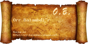 Orr Balambér névjegykártya